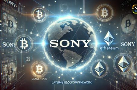 Digital illustration of Sony's 'Soneium' layer-2 blockchain network featuring a futuristic globe with interconnected nodes and digital currency symbols like Bitcoin and Ethereum, centered around the luminous SONY logo, symbolizing advanced technology and global connectivity in the blockchain and Web3 space.